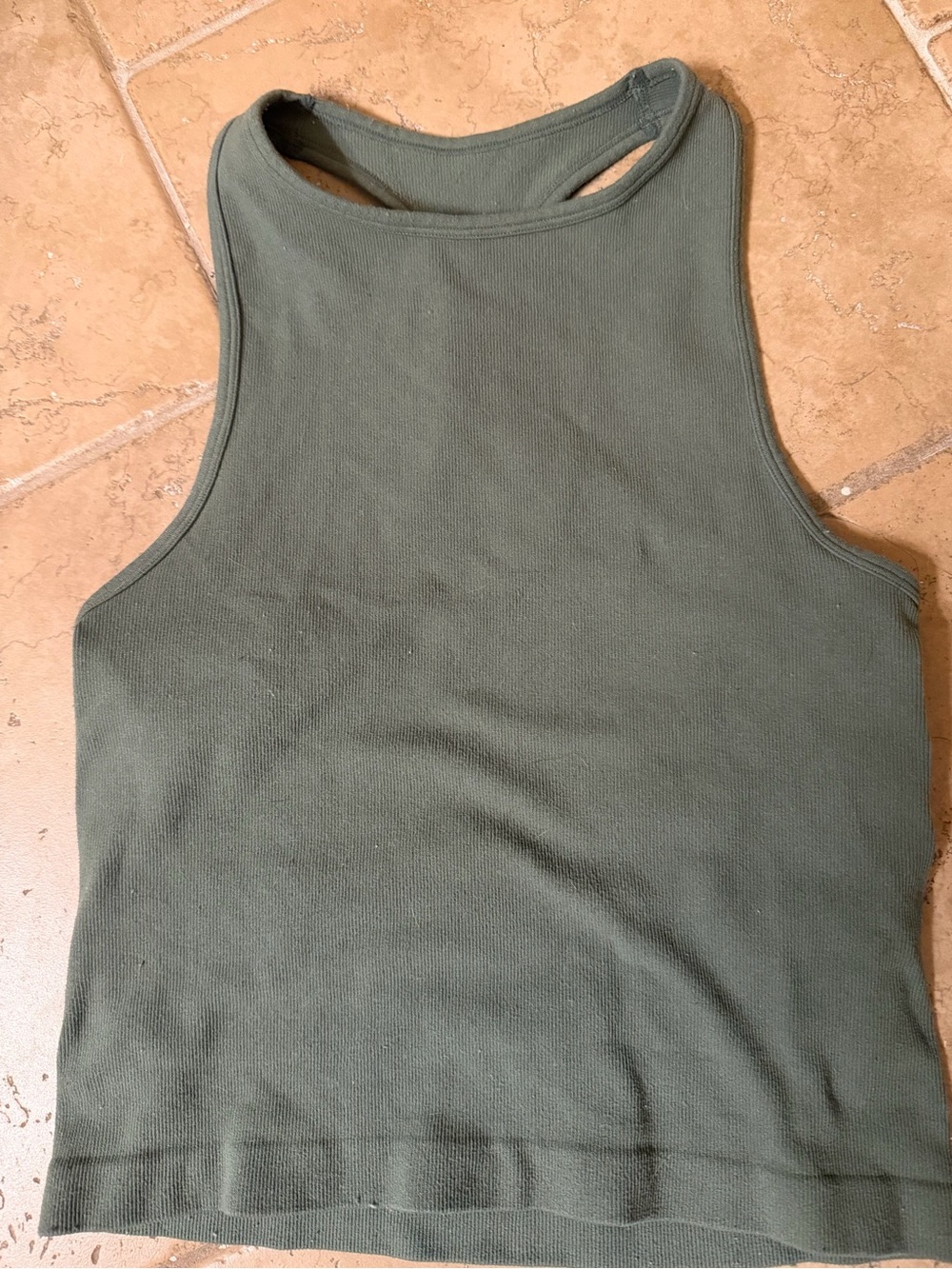 Free People medium Olive Ribbed High-Neck Racerback Tank - Picture 1 of 2